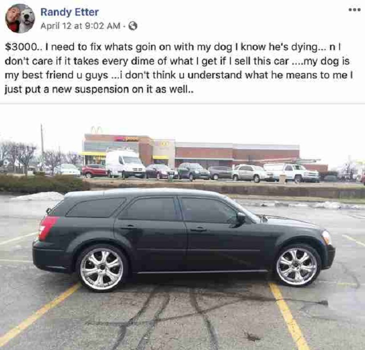 Vende la sua auto per salvare il suo cane